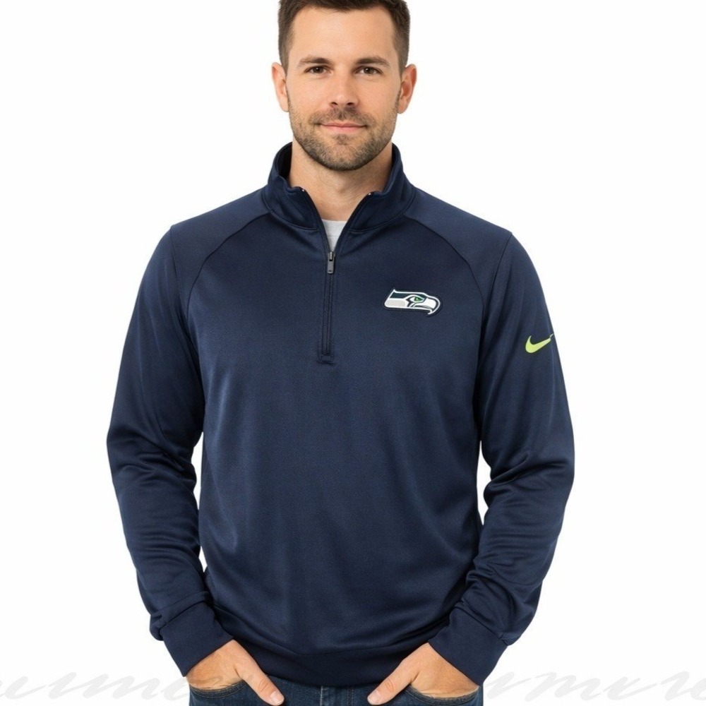 Nike NFL Seattle Seahawks Pullover Mens XXL  1/4 Zip Navy Warm